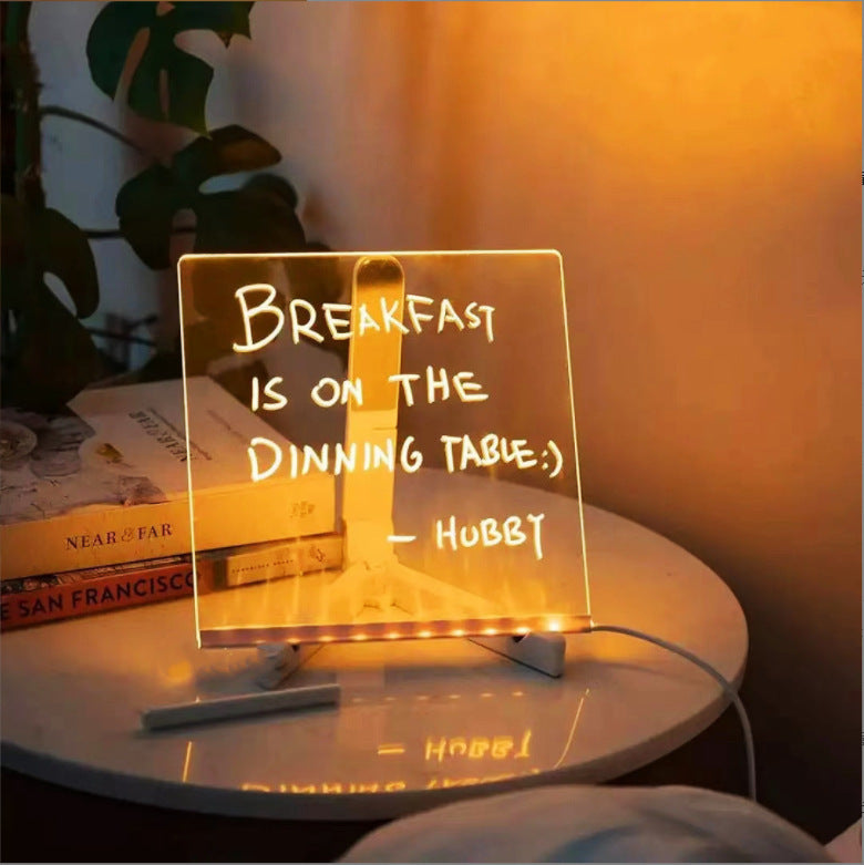 Acrylic DIY LED Message Board Night Light – Creative Writing Desk Lamp