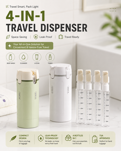 Portable 4-in-1 Travel Toiletry Bottle