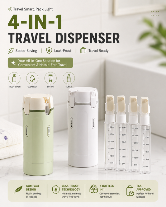 Portable 4-in-1 Travel Toiletry Bottle