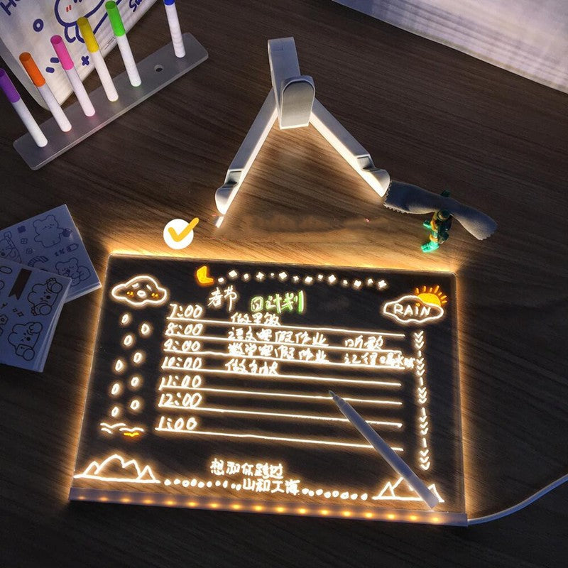 Acrylic DIY LED Message Board Night Light – Creative Writing Desk Lamp