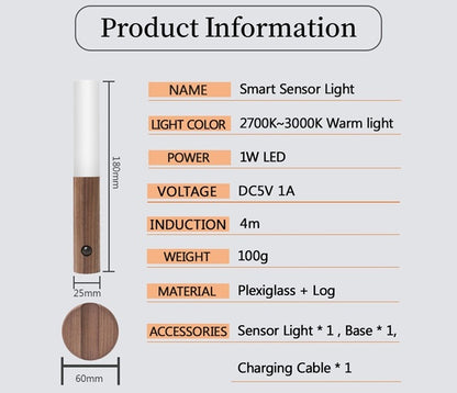 Smart bevægelsessensor LED-lys – Magnetisk genopladelig natlampe