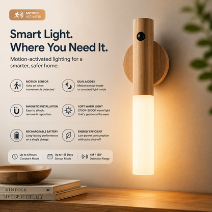 Smart bevægelsessensor LED-lys – Magnetisk genopladelig natlampe
