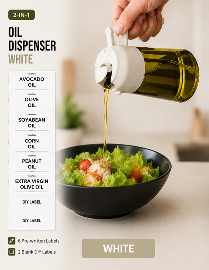2-in-1 Oil Sprayer & Dispenser – 470ml Glass Bottle