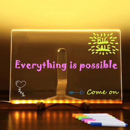 Acrylic DIY LED Message Board Night Light – Creative Writing Desk Lamp