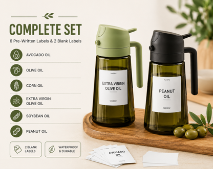 2-in-1 Oil Sprayer & Dispenser – 470ml Glass Bottle