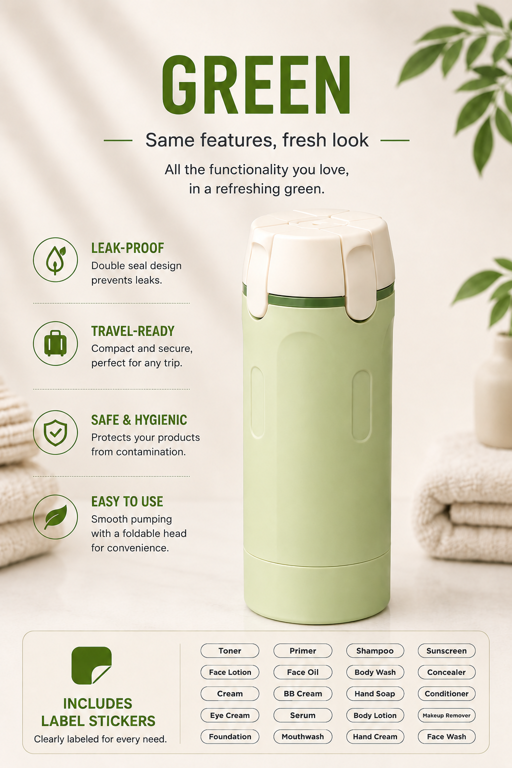 Portable 4-in-1 Travel Toiletry Bottle